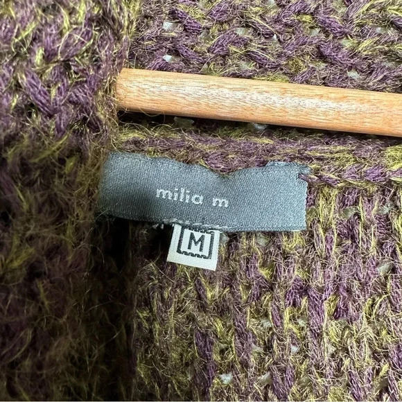 Milia M Milia Maroun 100% Wool Open Front Cardigan Sweater Size Medium - Picture 5 of 11
